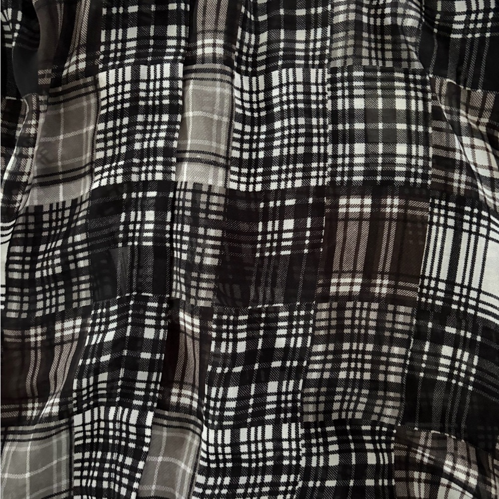 Bcbgeneration Black Gray Plaid Button Down Blouse… - image 4